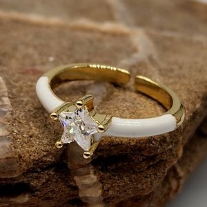 Swarovski Crystal Ring Star Gold Rhodium 18K Gold Plated Hypoallergenic